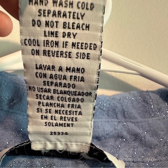 Sag Harbor Blue Floral Glitter Plus Size Women’s 18 Button Up Shirt - Picture 4 of 6